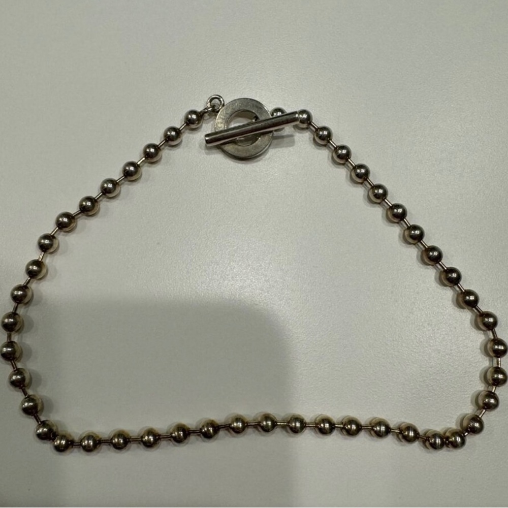 GUCCI Sterling Silver Boule Beaded Choker Toggle Necklace 16 inches - Picture 4 of 9